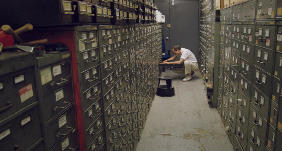 Last remaining archivist Jeff Roth searches <i>The New York Times</i> morgue.